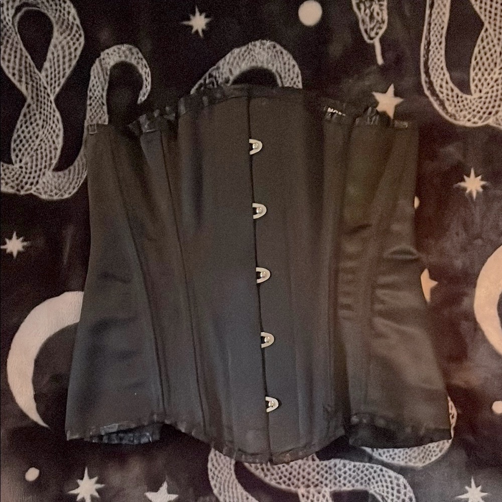 Classic Black Satin Underbust Corset